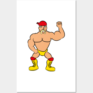 cartoon 80's 90's wrestler tanned muscles Posters and Art